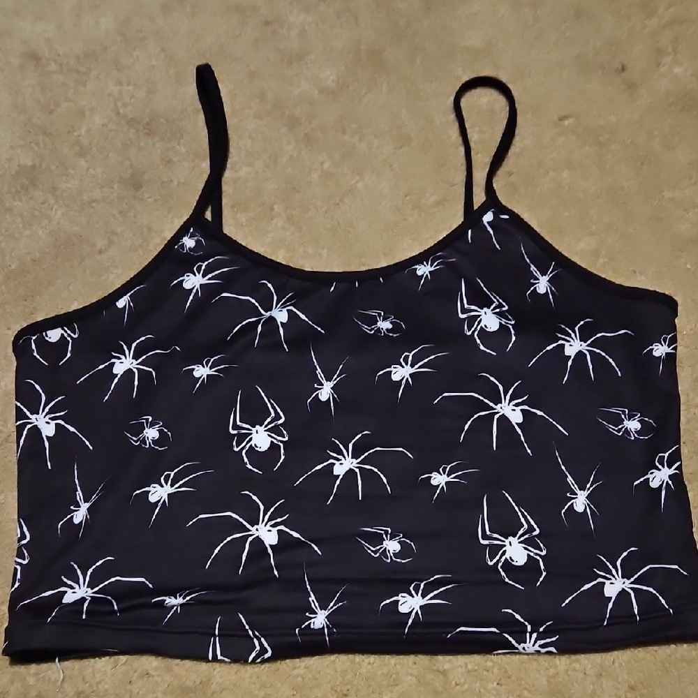 Black Spider Crop Top